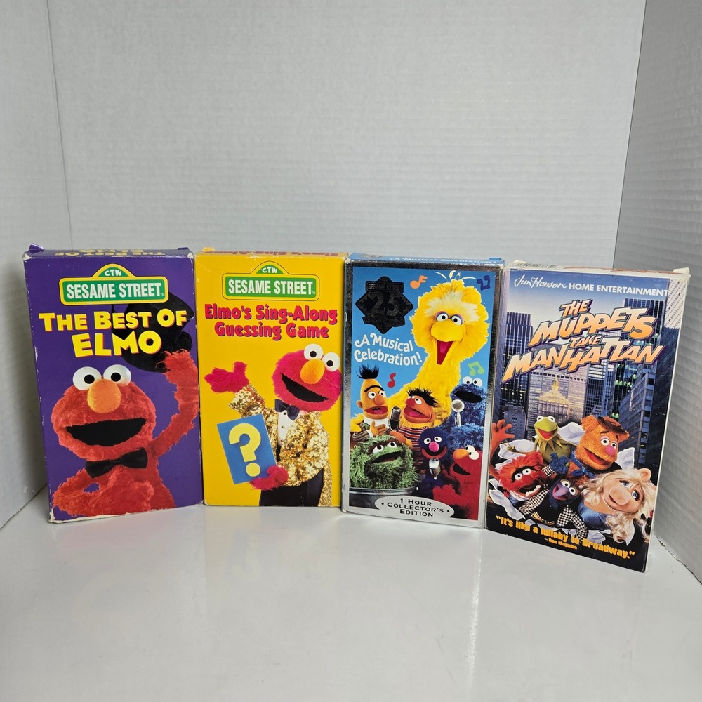 Lot Of 4 Sesame Street Muppets Elmo 25th Celebration VHS Tapes Kids Childrens